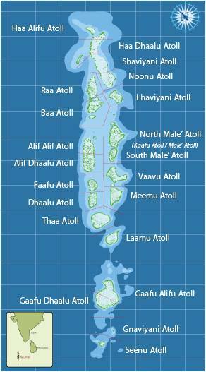 les Maldives carte des iles