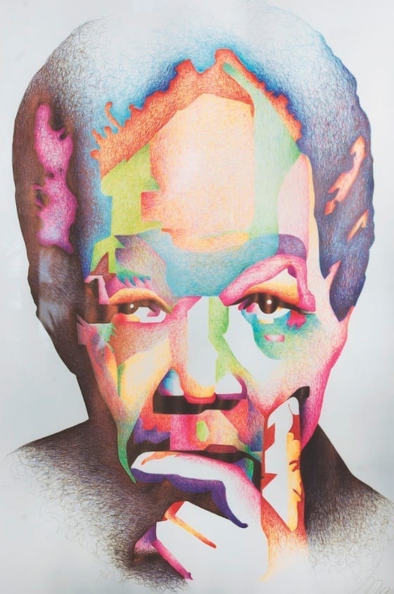 portrait Nelson Mandela au stylo bic