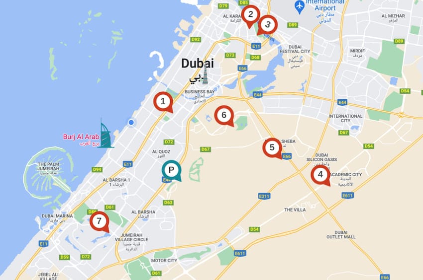 carte dubai hills et situation des écoles francaises à dubai