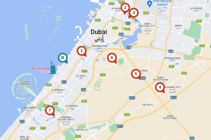 quartier de umm suqeim carte les écoles