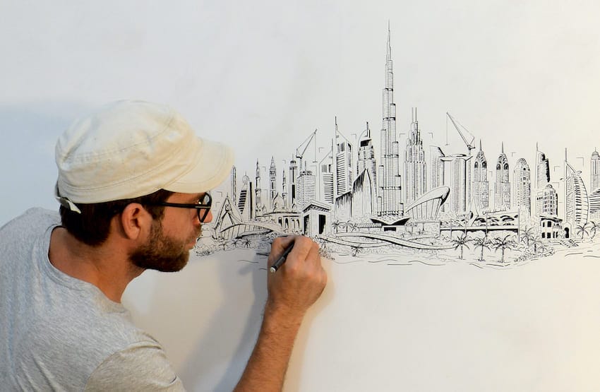 dessin skyline de dubai