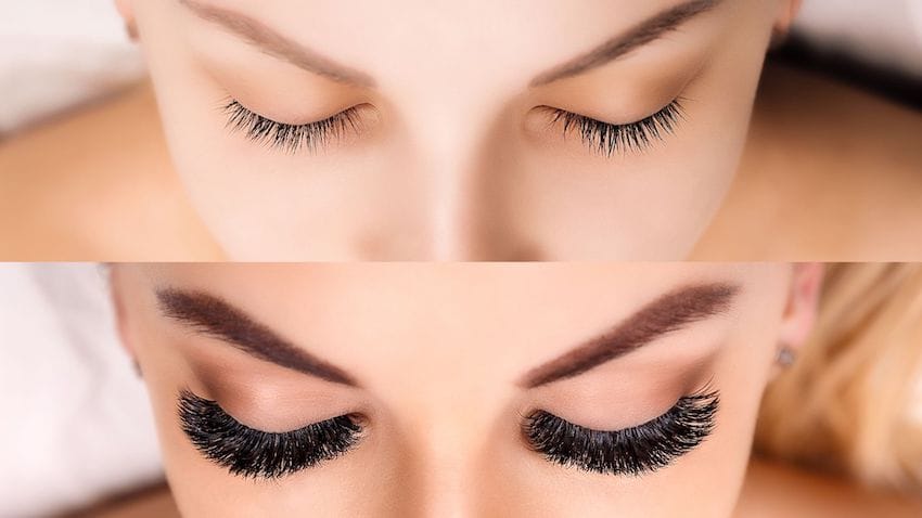 avant apres extensions de cils volume russe
