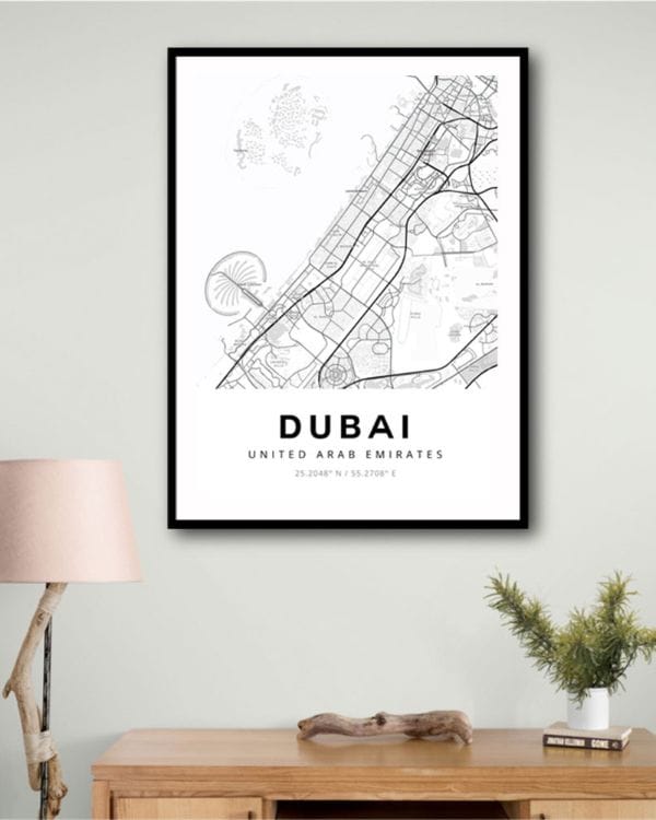 framed print map de dubai
